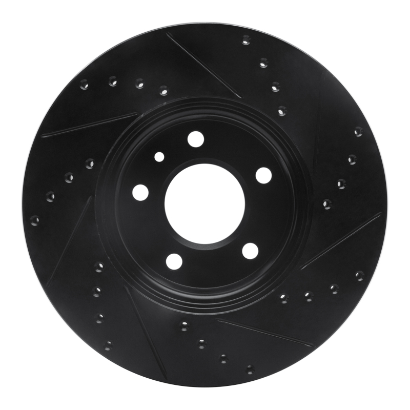 Cadillac ATS Brake Rotor (1) - Front Left - R1 Concepts - Drilled & Slotted - Black - `13-`25